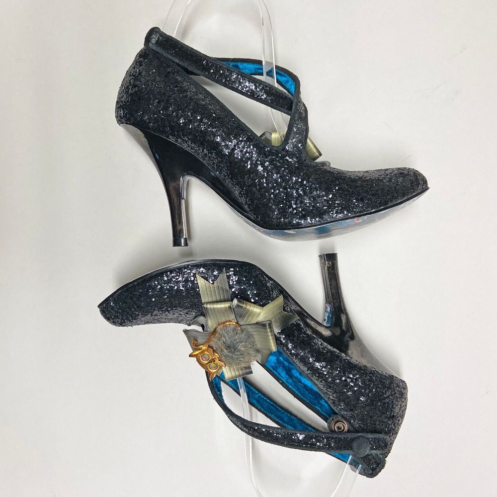 Irregular Choice Sparkle Heels in Black and Silver - Picture 5 of 10